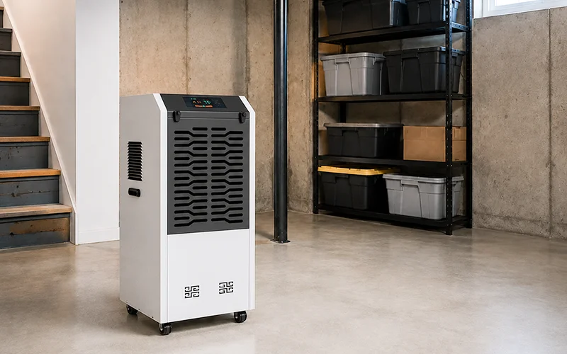 Floor-standing Installation for Basement Dehumidifier