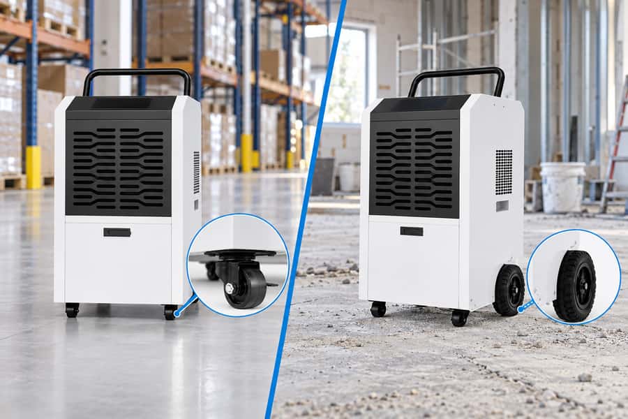 Industrial Portable Dehumidifier Wheel Design Comparison