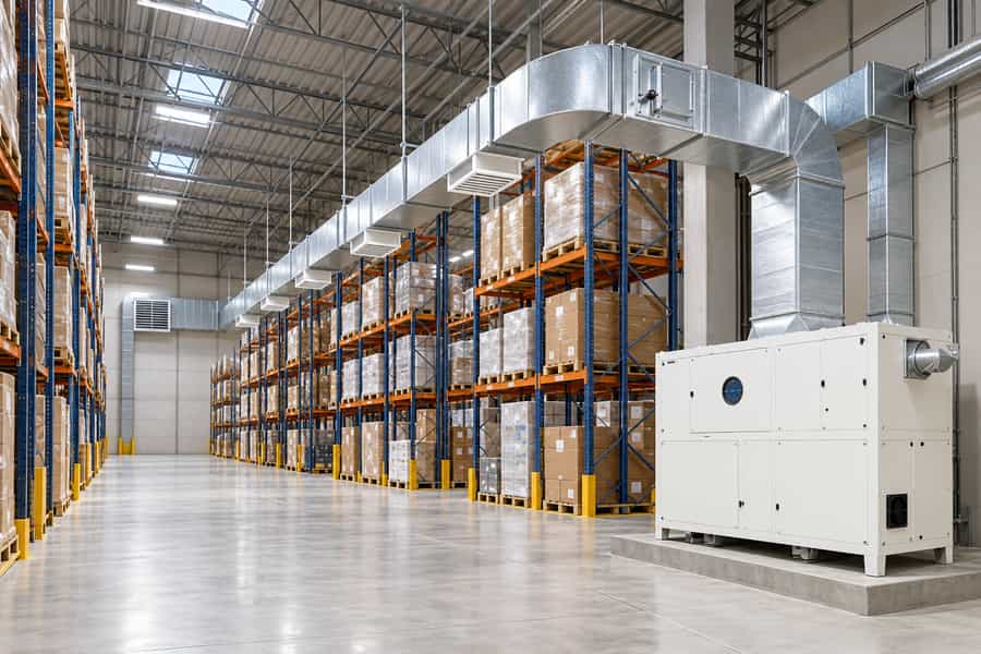 Warehouse Dehumidifier Duct Air Distribution Warehouse Dehumidifier Duct Air Distribution